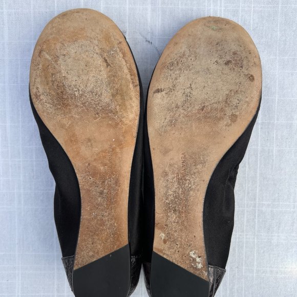 Vera Wang Lavender Vero Cuoio Ballet Flats Black Leather Jewled S 7M - Picture 6 of 7